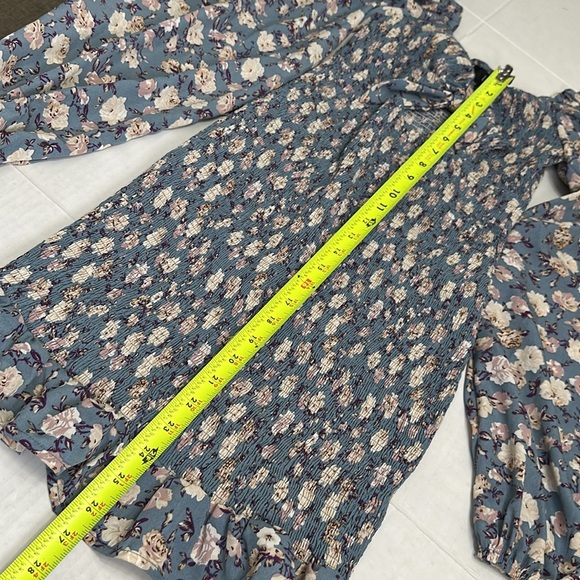 Lulus See Me Bloom Blue Floral Womens Size Small Cut Out Smocked Mini Dress - Picture 10 of 15